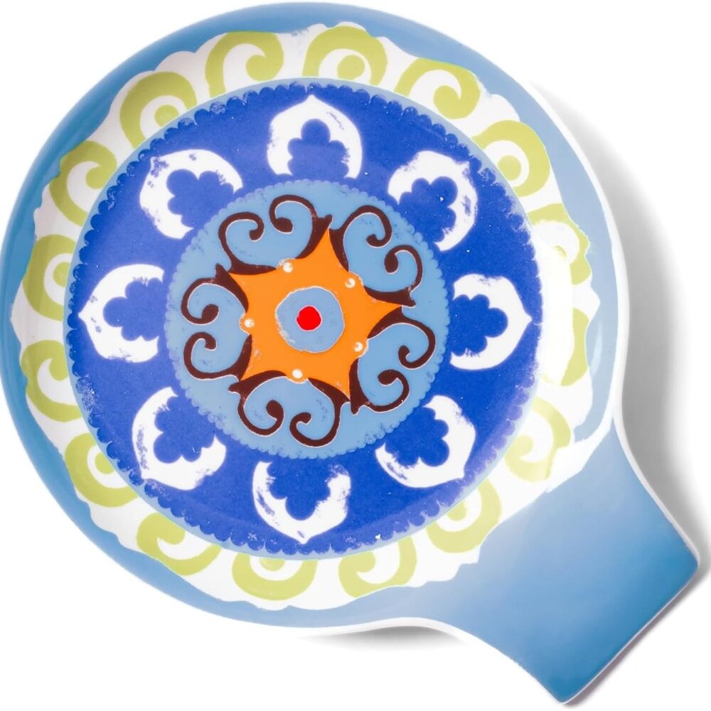 Hand-Painted Porcelain Spoon Rest | 4.5” | Floral Blue Design | New - Picture 2 of 8